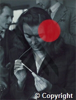 Student sucking her own blood for an experiment