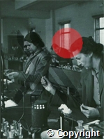 Students working in laboratory, Miss SA Chitale from India on left