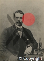 Ross photographed in Darjeeling with the diagnostic microscope invented by him