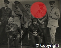 Group taken on board ship on route to Alexandria, front row Ross and William Hunter, back row David Thomson, unidentified, Leonard Dudgern, William H Willcox and George P Buchanan