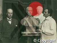 Ross posing for bust with sculptor Janko Brafovitch